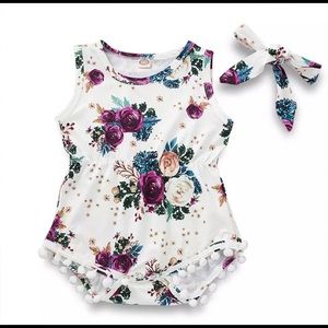 Baby Girl Floral Onesie with Headband